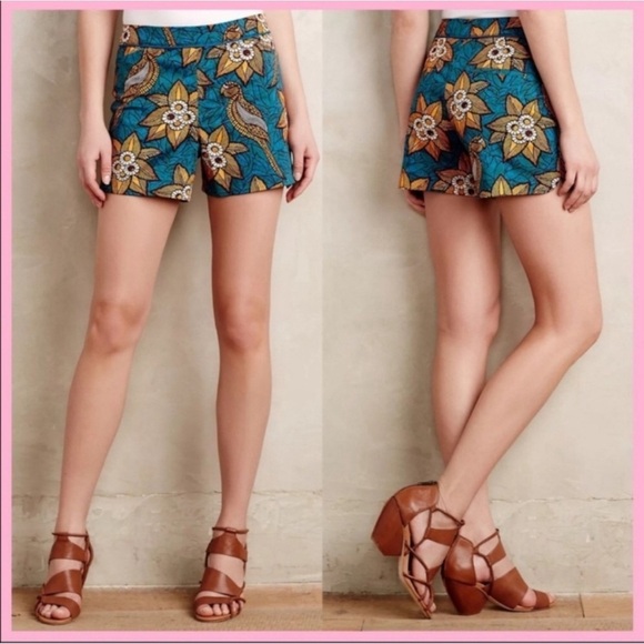 Elevenses Anthropologie Bird of Paradise Floral Tropical Batik Shorts - Picture 1 of 12